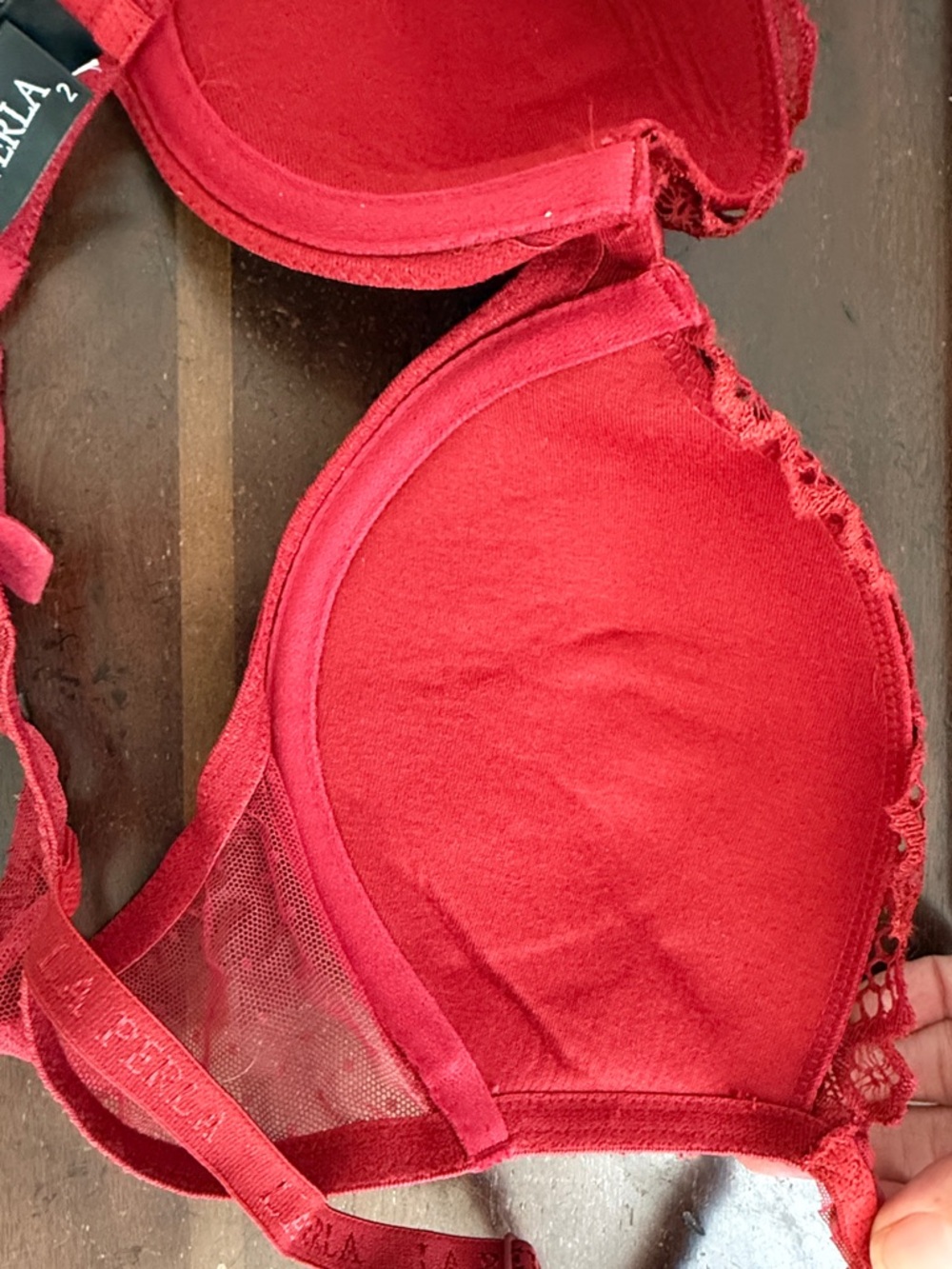 La Perla Red Lace Floral Light Padded Push Up Bra 34C - Picture 7 of 7